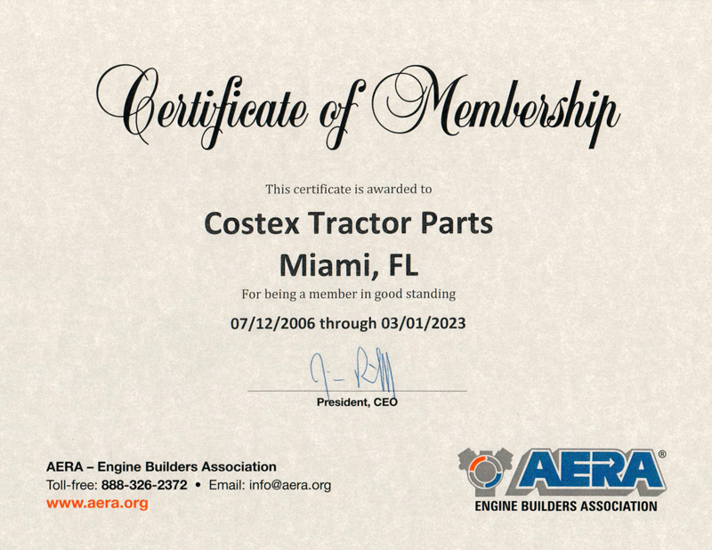 Aera certificate 2022 | certifications awards | costex